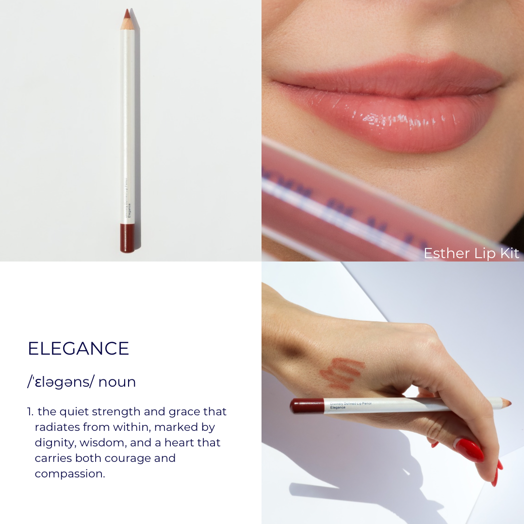 Lip Liners named after affirmations to encourage and empower women. Shade elegance celebrates the beauty of a wise elegant woman and is inspired by Queen Esther.