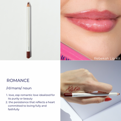 Lip Liners named after affirmations to encourage and empower women. Shade romance celebrates true love, purity, courtship and being pursued. It is inspired by Rebekah (Rebecca) and Isaac’s love story in the Bible.